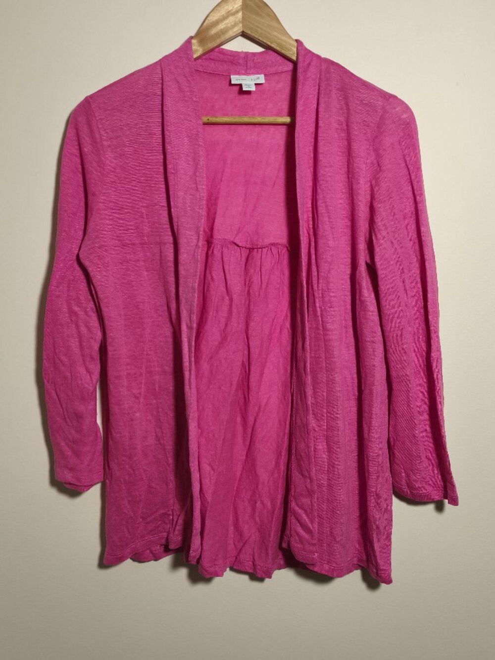 J Jill Love Linen 100% Linen Open Cardigan sz SP Pink Coastal Minimalist Beach